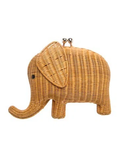 Pre-owned Serpui Wicker Clutch W/ Tags In Neutrals