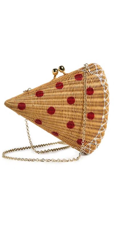 Serpui Wicker Pizza Clutch Lt Honey