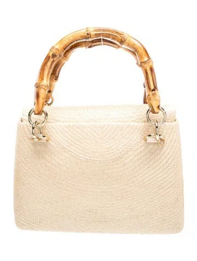 Pre-owned Serpui Wicker Top Handle Bag In Neutrals
