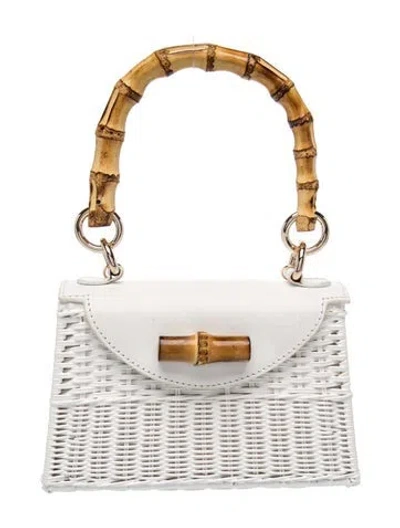 Pre-owned Serpui Wicker Top Handle Bag In White