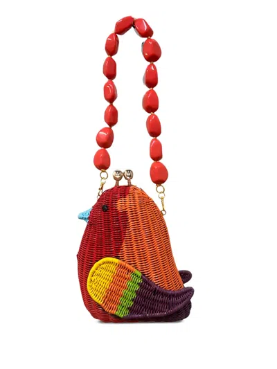 Serpui Zion Bird Clutch Bag In Red