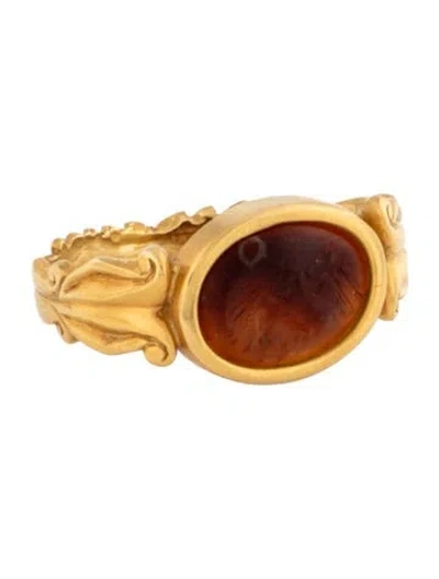 Pre-owned Serra 18k Sard Intaglio Cocktail Ring In Multicolor