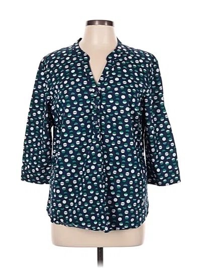 Pre-owned Serra 3/4 Sleeve Button Down Shirt In Blue