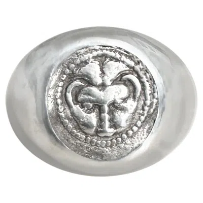 Pre-owned Serra Ancient Greek Silver Coin 5th Century Bc Ring Depicting A Lion's Head In Multi