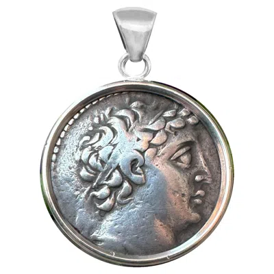 Pre-owned Serra Demetrios Ii Genuine Ancient Greek Coin 145-125 Bc Silver Pendant In Multi