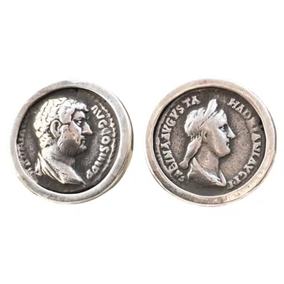 Pre-owned Serra Emperor Hadrian And Sabina Roman Coin Silver Earrings 2nd Cent Ad In Multi