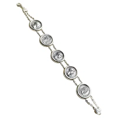 Pre-owned Serra Five Emperors Ancient Roman Coins 2nd Cent. Ad Silver Bracelet In Multi