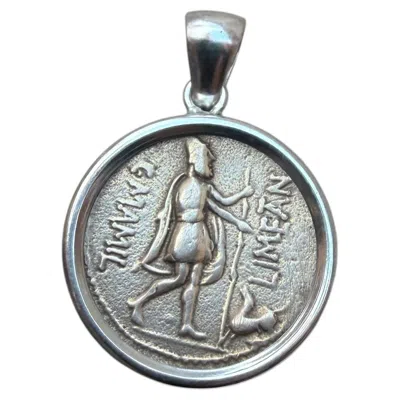 Pre-owned Serra Genuine Roman Coin 1st Cent. Bc Pendant Depicting Ulysses And His Dog Argo In Multiple