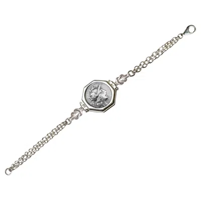 Pre-owned Serra Genuine Roman Coin 2nd Century Bc Depicting The Goddess Roma Silver Bracelet In Multi
