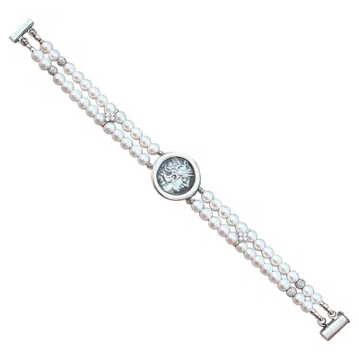 Pre-owned Serra Genuine Roman Coin 2nd Century Bc Depicting The Goddess Roma Silver Bracelet In Multi