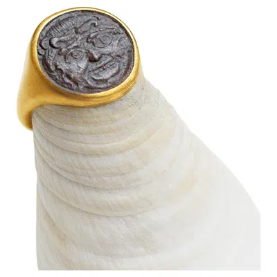 Pre-owned Serra Gorgon/medusa Authentic Ancient Greek Coin 5th Century Bc Gold Ring In Multi