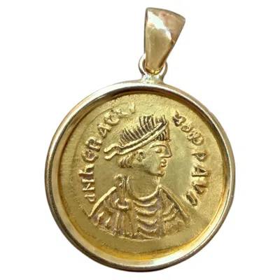 Pre-owned Serra Heraclius Byzantine 24kt Gold Coin 6th Cent. Ad 18kt Pendant In Multiple
