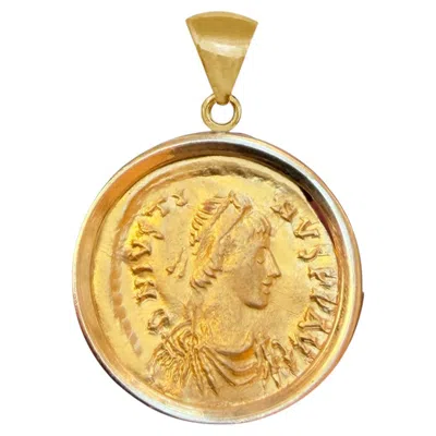 Pre-owned Serra Justin I Byzantine 24kt Gold Coin 6th Cent. Ad 18kt Pendant In Multi