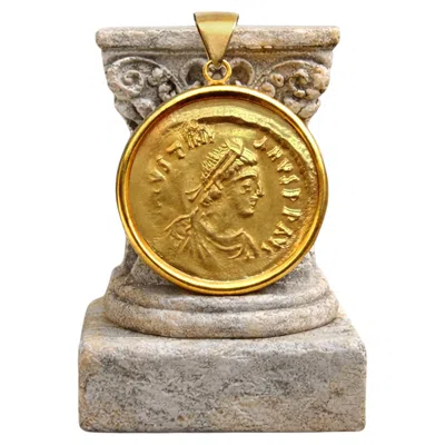 Pre-owned Serra Justinian I Byzantine 24kt Gold Coin 6th Cent. Ad 18kt Pendant In Multi
