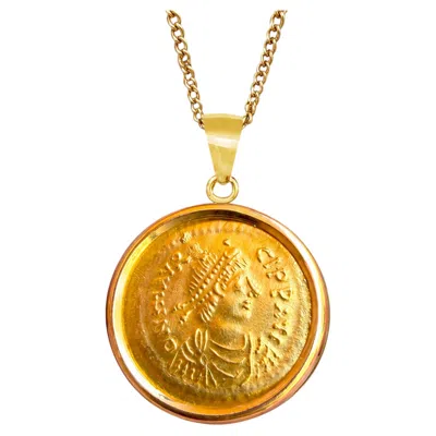 Pre-owned Serra Justinian I Byzantine 24kt Gold Coin 6th Cent. Ad 18kt Pendant In Multiple
