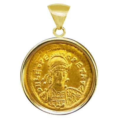 Pre-owned Serra Leo I 24 Kt Gold Byzantine Aureus Coin 4th Cent. Ad Pendant In Multi