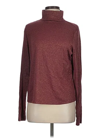 Pre-owned Serra Long Sleeve Top Burgundy Turtleneck Tops