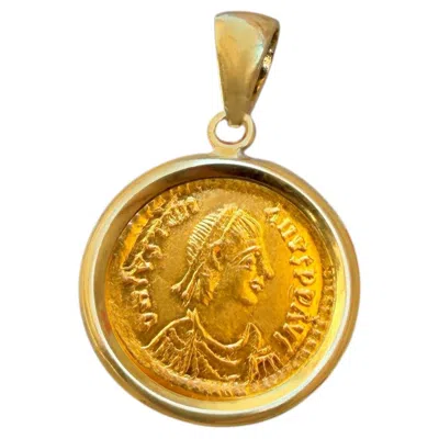 Pre-owned Serra Maurice Tiberius Genuine Ancient Roman 24 Kt Gold Coin Pendant 6th Century Ad In Multiple