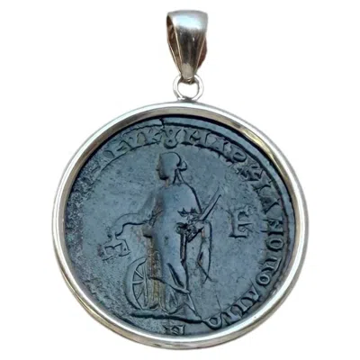 Pre-owned Serra Nemesis Genuine Ancient Roman Bronze Coin 3rd Century Ad Silver Pendant In Multi