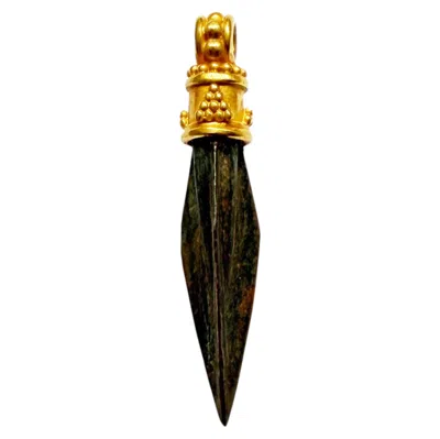 Pre-owned Serra Roman Arrowhead 2-6th Century Bc Mounted In 18 Kt Gold, Olive-green Patina In Multi