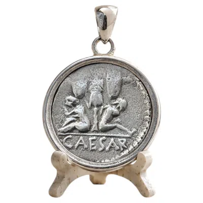 Pre-owned Serra Vercingetorix Genuine Ancient Roman Silver Coin 1st Century Bc Silver Pendant In Multi