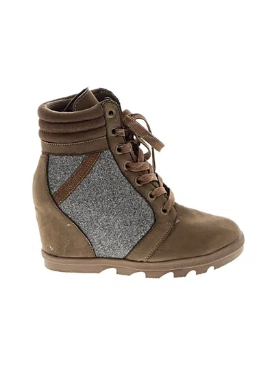 Pre-owned Serra Wedges In Brown