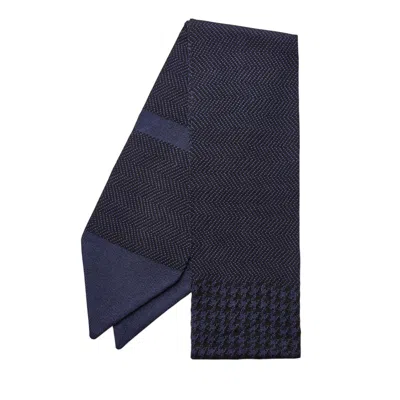 Serran London Men's Black / Blue Classic Scarf - Midnight Blue In Black/blue