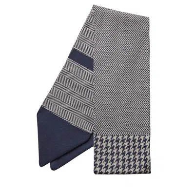 Serran London Men's Blue / Grey Classic Scarf - Navy In Blue/grey