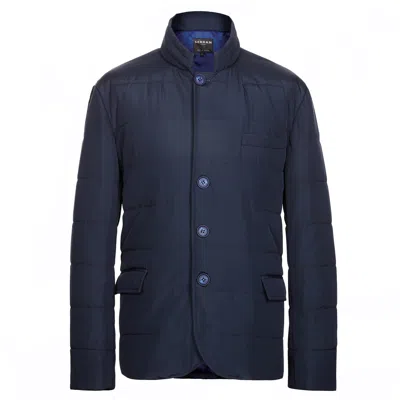 Serran London Men's Blue Puffer Suit Jacket - Navy