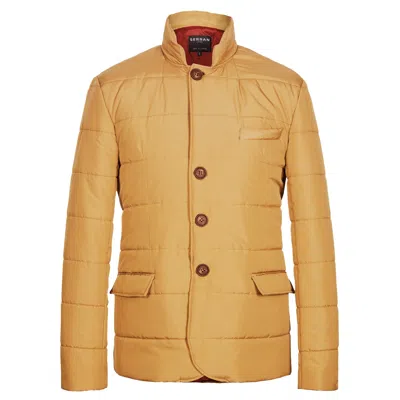 Serran London Men's Yellow / Orange Puffer Suit Jacket - Mandarin In Yellow/orange