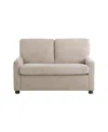 Serta 53.3" Corduroy Danson Convertible Loveseat With Charging Port In Beige