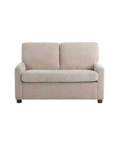 Serta 53.3" Corduroy Danson Convertible Loveseat With Charging Port In Beige