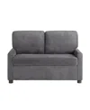 Serta 53.3" Corduroy Danson Convertible Loveseat With Charging Port In Gray
