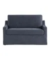 Serta 53.5" Polyester Hampstead Convertible Twin Sleeper Loveseat In Blue