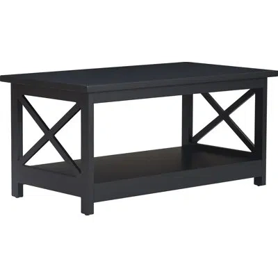 Serta Bismarck Modern Farmhouse Coffee Table With Lower Storage Shelf In Black
