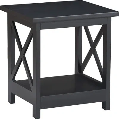 Serta Bismarck Modern Farmhouse Side Table With Lower Storage Shelf In Black