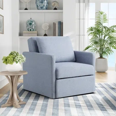 Serta Bonnie 39" Convertible Accent Chair, Dream Coil Comfort, Easy Assembly In Blue Polyester
