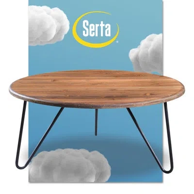 Serta Bryant Round Coffee Table, Rustic Modern Farmhouse Style With Black Hairpin-bent Metal Legs In Brown Wood