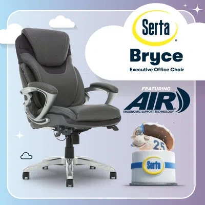 Serta Bryce Executive Office Chair With Patented Air Lumbar Technology And Layered Body Pillows In Gray