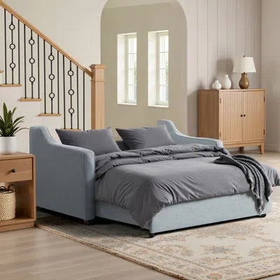 Serta ® Carey 68.1in Queen Size Convertible Sofa With Dream Coils® And Fingerguard® Chenille Fabric In Gray