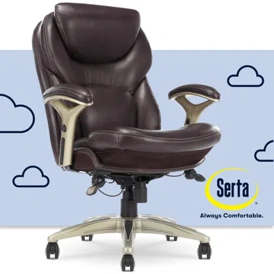 Serta Claremont Ergonomic Executive Office Chair With Back In Motion Technology And Lumbar Support In Chestnut