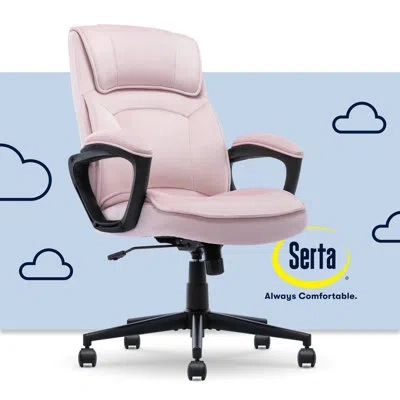 Serta Comfort Classic Office Chair, Ergonomic Lumbar Support, Semi-plush Cushion And Body Pillows In Pink