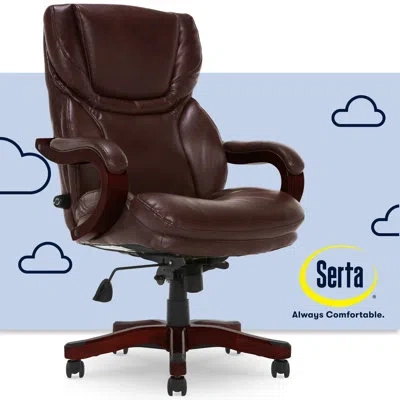 Serta Conway Big & Tall Office Chair, Ergonomic Adjustable Lumbar, Semi Plush Cushion, Body Pillows In Brown