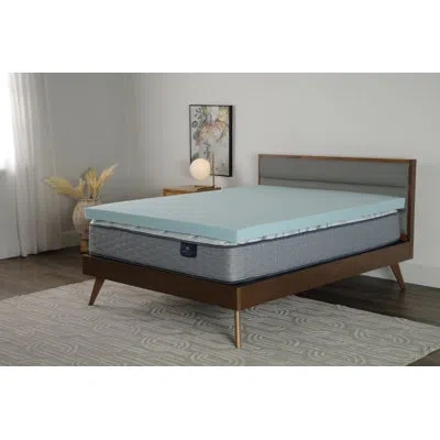 Serta Cooling Thermagel Memory Foam Mattress Topper In Blue