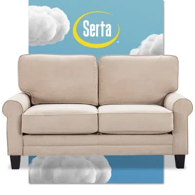 Serta Copenhagen 61" Round Arm Fabric Loveseat With Storage In Neutral