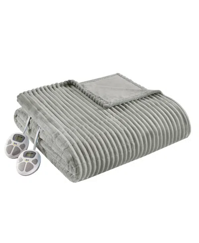 Serta Corded Plush Heated Blanket, Full In Gray
