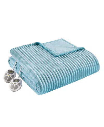 Serta Corded Plush Heated Blanket, King In Blue