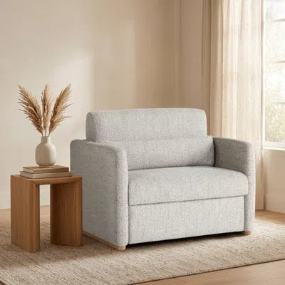 Serta Durango 46" Upholstered Twin Size Convertible Sleeper Chair In Ivory