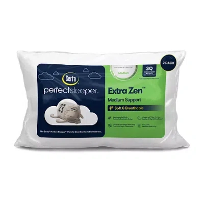 Serta Extra Zen 2 Pack Medium Density Bed Pillow In Green