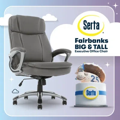 Serta Fairbanks Big And Tall High Back Executive Office And Gaming Chair With Layered Body Pillows In Gray